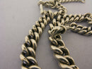 Heavy Antique Solid Sterling Silver Albert Pocket Watch Chain & T-Bar Bir 1906