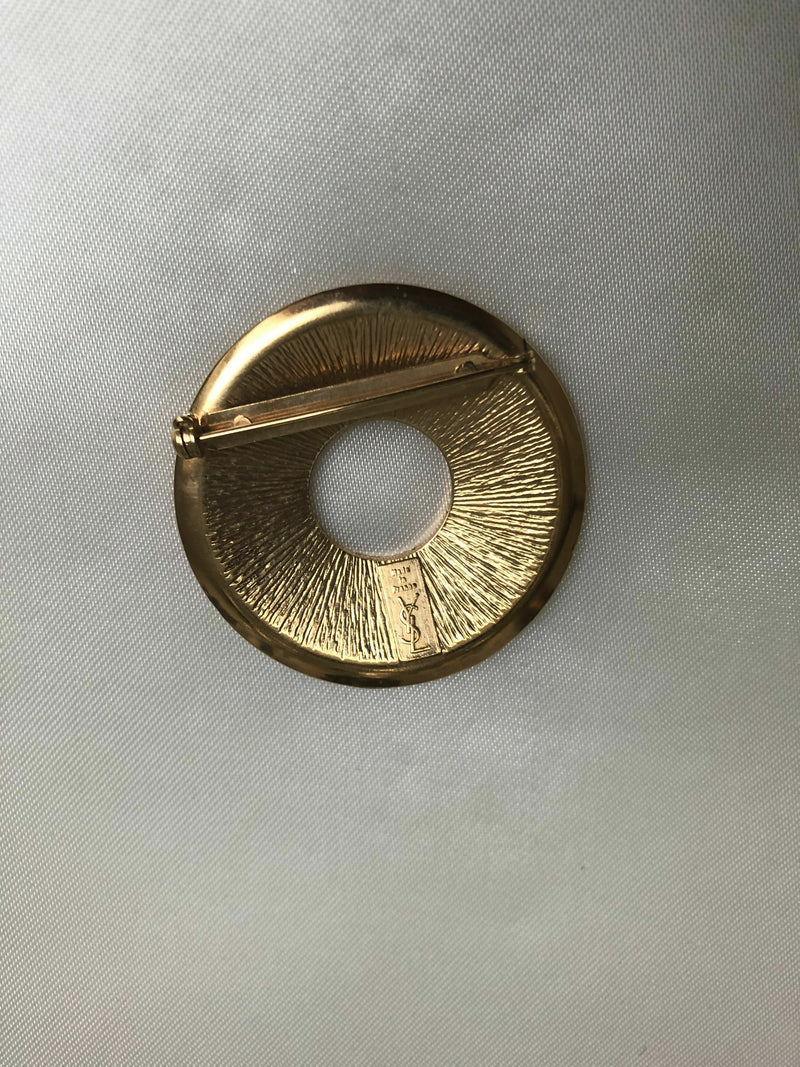 Vintage Yves Saint Laurent (YSL) Red & Blue Enamel Brooch