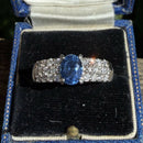 Platinum Sapphire and Diamond Pavé Ring, 1.14ct Oval Sapphire, Pt900