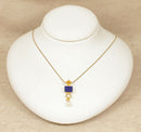 Silver Gilt ‘Studio’ Design Lapis Lazuli, Citrine & Fresh Water Pearl Pendant & Chain