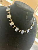 Modern Mid Century Denmark Volmer Bahner Sterling Silver Gilt Sea Spray Blue Enamel Choker Necklace
