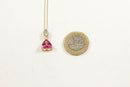9ct Gold Pink Tourmaline & Diamond Pendant & Chain