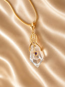 9ct Gold Quartz Crystal and Amethyst Pendant Necklace