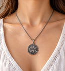 Sterling Silver St Christopher Medal Pendant Necklace – 17 Inches