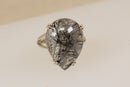 Bold & Stylish Sterling Silver Rutilated Quartz & Tourmaline Statement Ring