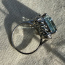 Vinatge Platinum 7.6ct Aqumarine & Daimond Ring