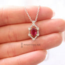 Art Deco Style 18ct White Gold Ruby & Diamond Pendant