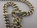 Heavy Antique Solid Sterling Silver Albert Pocket Watch Chain & T-Bar Bir 1901
