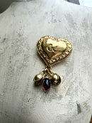 Vintage Christian Lacroix Heart, Charm & Cabochon Statement Brooch