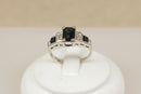 Stunning 14ct White Gold Sapphire & Diamond Art Deco Style Ring