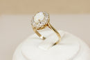 Pretty 9ct Gold Fire Opal & Diamond Cluster Ring – Birmingham 1989