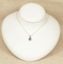 9ct Gold Amethyst & Diamond Pendant & Chain