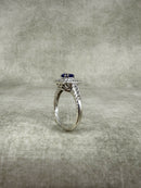 Vintage Silver Natural Tanzanite and White Topaz Square Cluster Ring