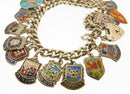 Vintage 1960s Silver Shield Souvenir Travel Charm Bracelet 22 Charms 46 grams