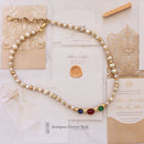 Vintage 1970s Grossé Germany Faux Pearl & Jewel Cabochon Choker Necklace - Dior Era