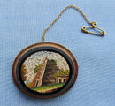 Vintage Gold Mounted Micro Mosaic Brooch/Pyramid Of Cestius,Rome