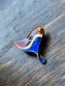 Modern Mid Century Norwegian Sterling Silver David Anderson Pepsi Cola Enamel Brooch