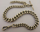 Very Heavy Antique Solid Sterling Silver Albert Pocket Watch Chain & T-Bar Bir 1893