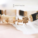 Vintage 9ct Gold Chinese Export Mother of Pearl & Onyx Panel Bracelet