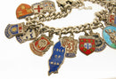 Vintage 1960s Silver Shield Souvenir Travel Charm Bracelet 22 Charms 46 grams