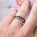 18ct Sapphire & Diamond 3 Row Half Eternity Ring