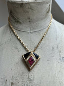 Vintage Christian Dior Art Deco Style Pendant Chain Necklace