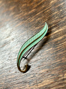 Modern Mid Century Norwegian Sterling Silver Albert Scharning Turquoise Enamel Leaf Brooch