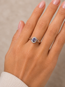 Vintage 925 Silver Natural Tanzanite and White Topaz Crossover Cluster Ring
