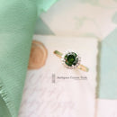 18ct Green Diamond 1.06ct Halo Cluster Ring