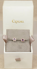 Pretty Silver, Amethyst & Welsh Gold Overlay Stud Earrings by Clogau – Boxed
