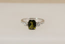 Blingy Silver Green Amethyst & White Topaz Ring