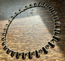 Modern Mid Century Danish Volmer Bahner Sterling Silver Gilt Midnight Black Enamel Fray Choker Necklace
