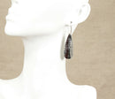 Silver Hammered Design Dropper Earrings