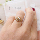 Victorian 15ct Gold, Natural Split Pearl & Rose-Cut Diamond Cluster Ring