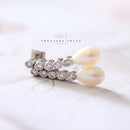 Handmade 18ct White Gold Freshwater Pearl & Diamond 0.55ct Earrings