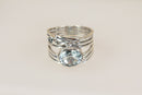 Stunning Handcrafted Silver & Blue Topaz Statement Ring