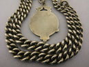 Heavy Antique Solid Silver Double Albert Pocket Watch Chain & Fob Bir 1922