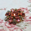 Vintage Pink Paste & Faux Diamond Brooch