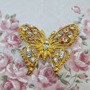 Gold-Tone & Faux Diamond Butterfly Brooch