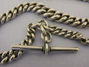 Heavy Antique Solid Sterling Silver Albert Pocket Watch Chain & T-Bar Bir 1901