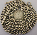 Antique Solid Silver Double Albert Watch or Neck Chain & Fob 23 inch Long Bir 1902