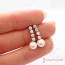 Handmade 18ct White Gold Cultured Pearl & Diamond 0.44ct Earrings