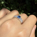 Platinum Sapphire and Diamond Pavé Ring, 1.14ct Oval Sapphire, Pt900