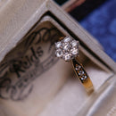 Vintage 1997 London 18ct Gold Diamond Cluster Ring Size N1/2