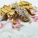 Gold Tone & Faux Diamond Bee Brooch