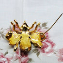 Gold Tone & Faux Diamond Bee Brooch