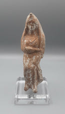An Ancient Greek , Boeotian Region , Terracotta Statue Figure Of A Seated And Draped Goddess .