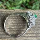Vintage Platinum Emerald & Diamond Cluster Ring