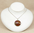 Beautiful Large Sterling Silver & Brown Agate Pendant with 17½-Inch Belcher Chain
