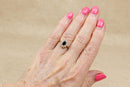 Vintage Silver Sapphire & CZ ‘Diana’ Style Cluster Ring – Stamped SIL